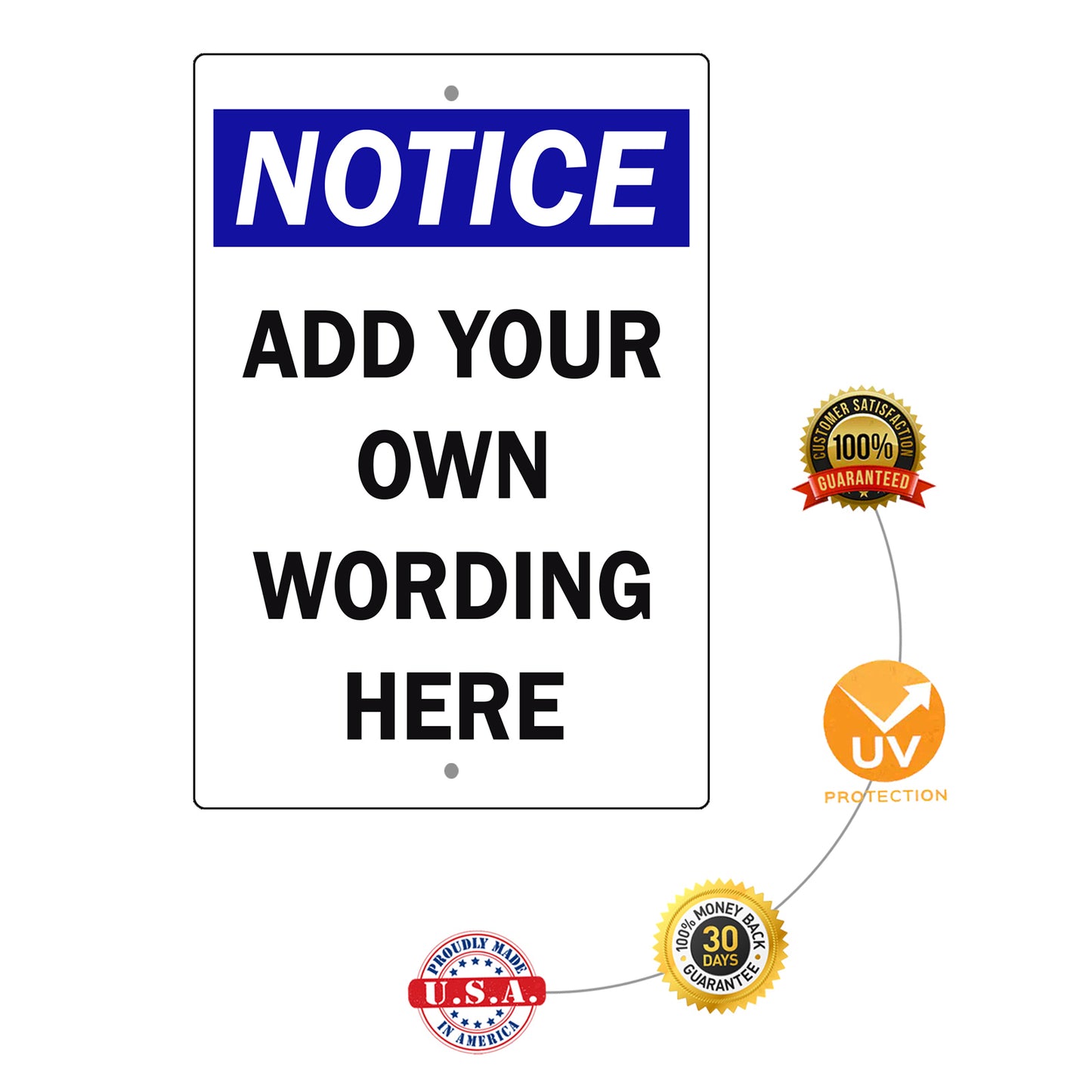 Custom Sign Notice Add Your Wording Sign Aluminum Metal Sign