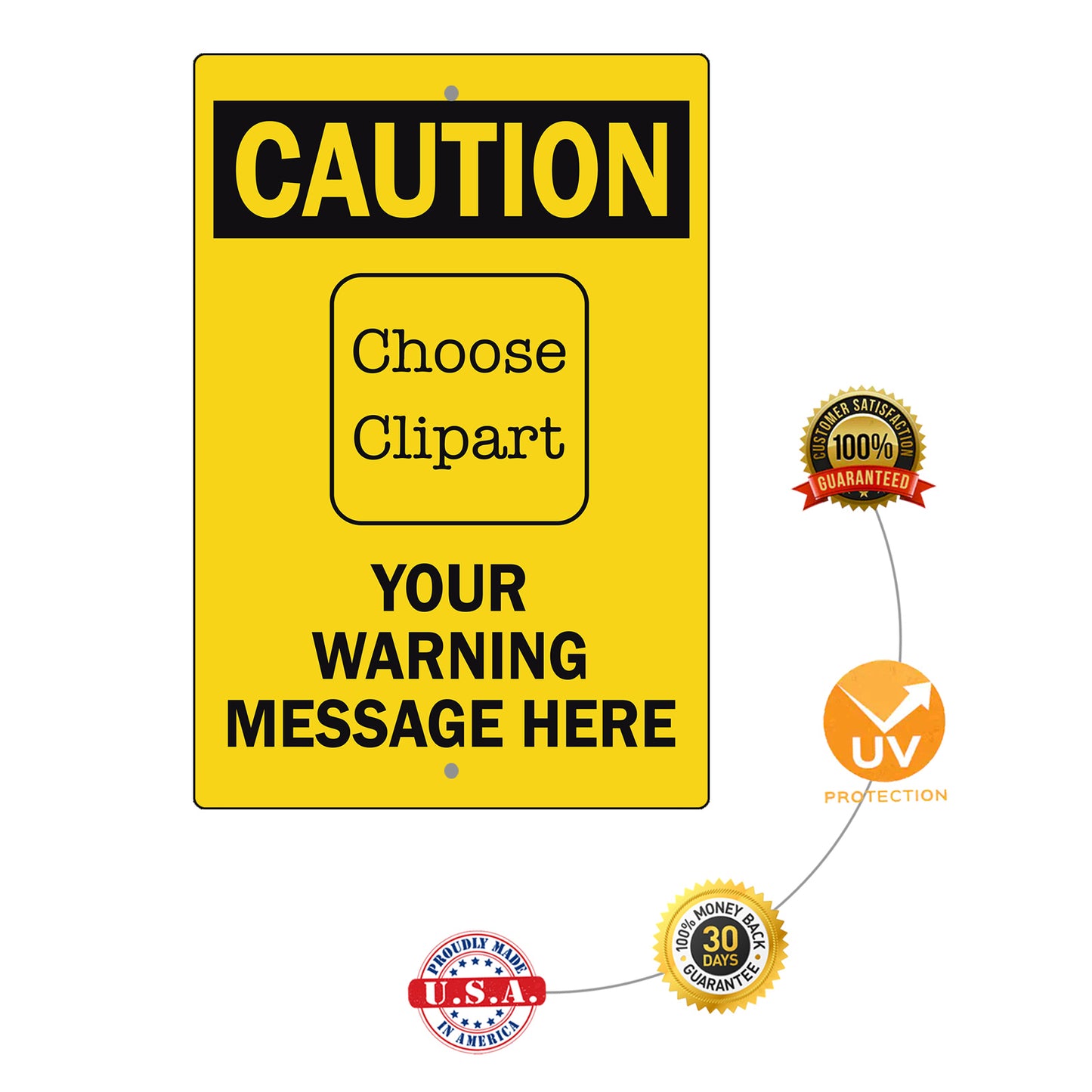 Custom Sign Caution Your Warning Sign Aluminum Metal Sign