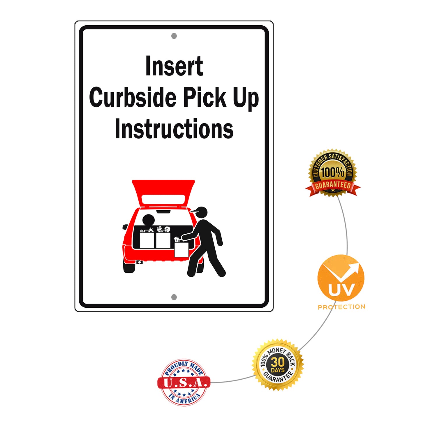 Custom Sign Insert Curbside Pick Up Aluminum Metal Sign