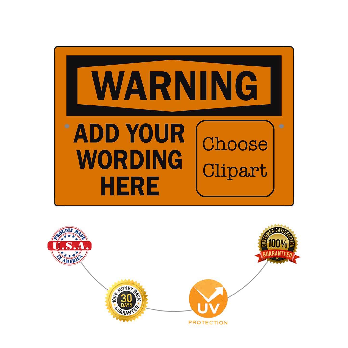 Custom Sign Warning Your Wording Sign Clipart Aluminum Metal Sign