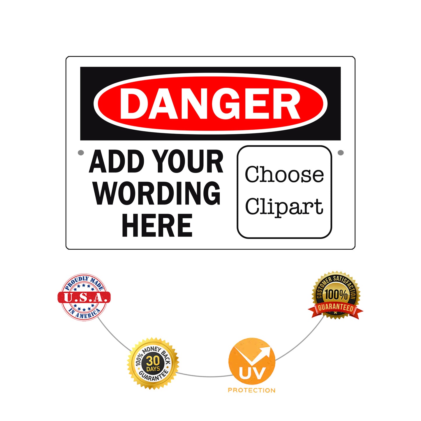 Custom Sign Danger Your Wording Sign Clipart Aluminum Metal Sign
