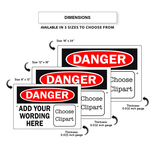 Custom Sign Danger Your Wording Sign Clipart Aluminum Metal Sign