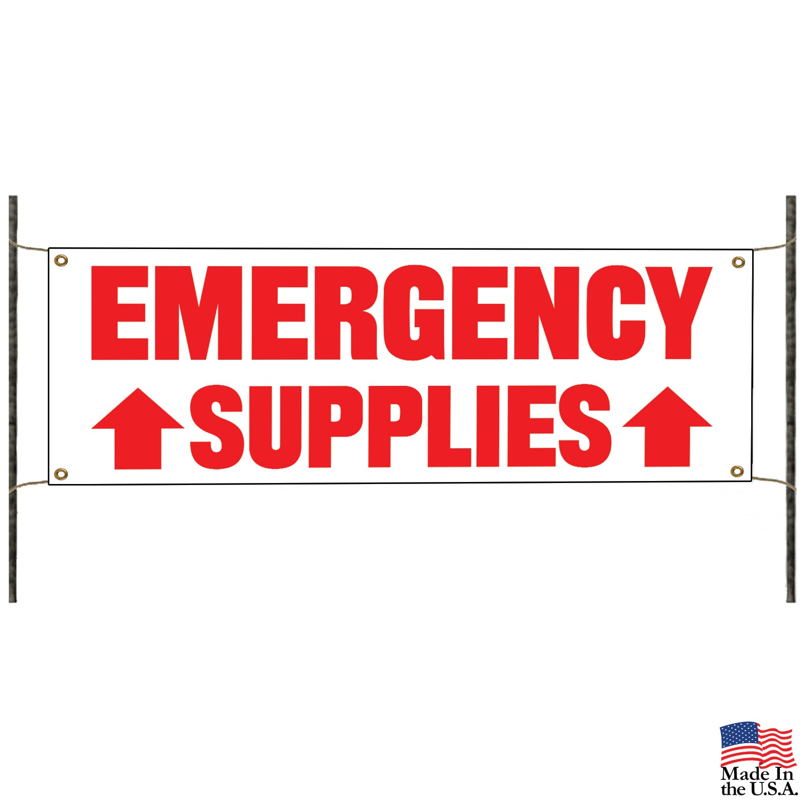 Emergency supplies up arrow vinyl banner sign