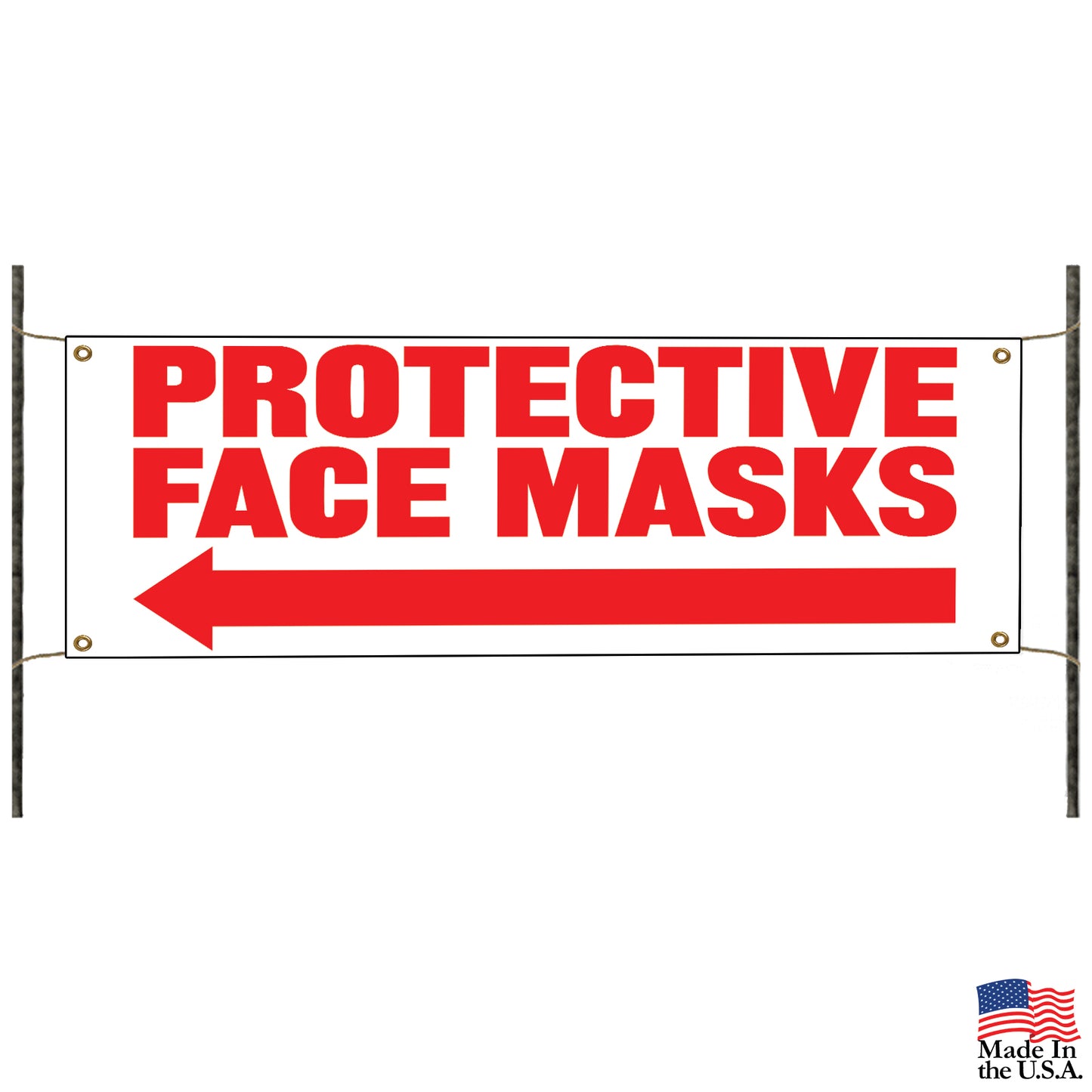 Protective face masks left arrow vinyl printed banner sign
