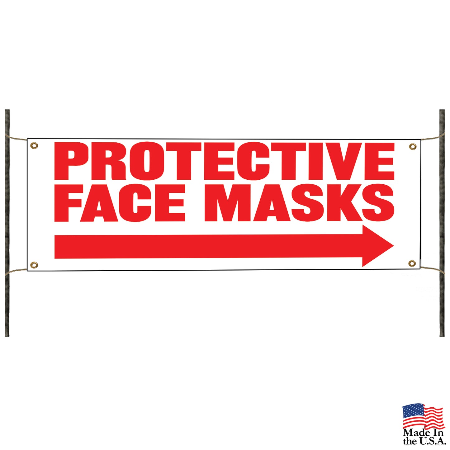 Protective face masks right arrow vinyl printed banner sign
