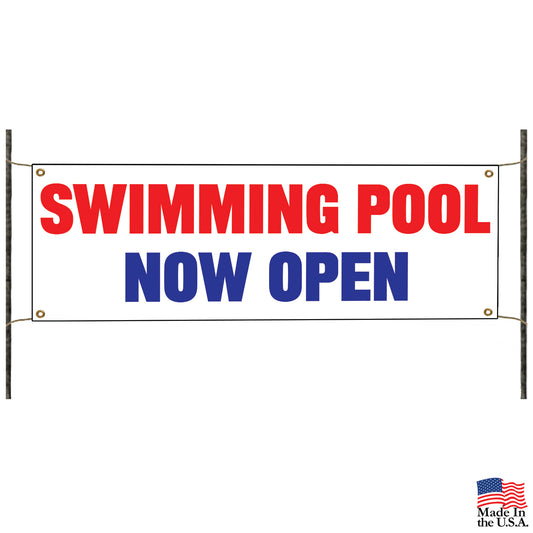 Swimming pool now open vinyl printed banner sign