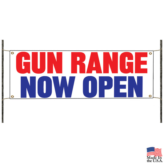 Gun range now open vinyl printed banner sign