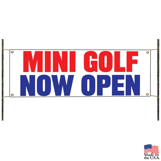 Mini golf now open vinyl printed banner sign