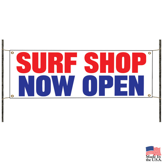 Surf shop now open vinyl printed banner sign