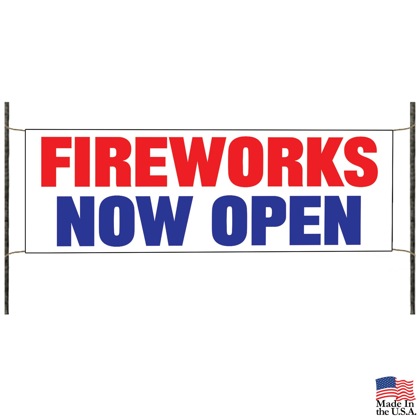 Fireworks now open vinyl printed banner sign