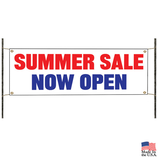 Summer sale now open vinyl printed banner sign