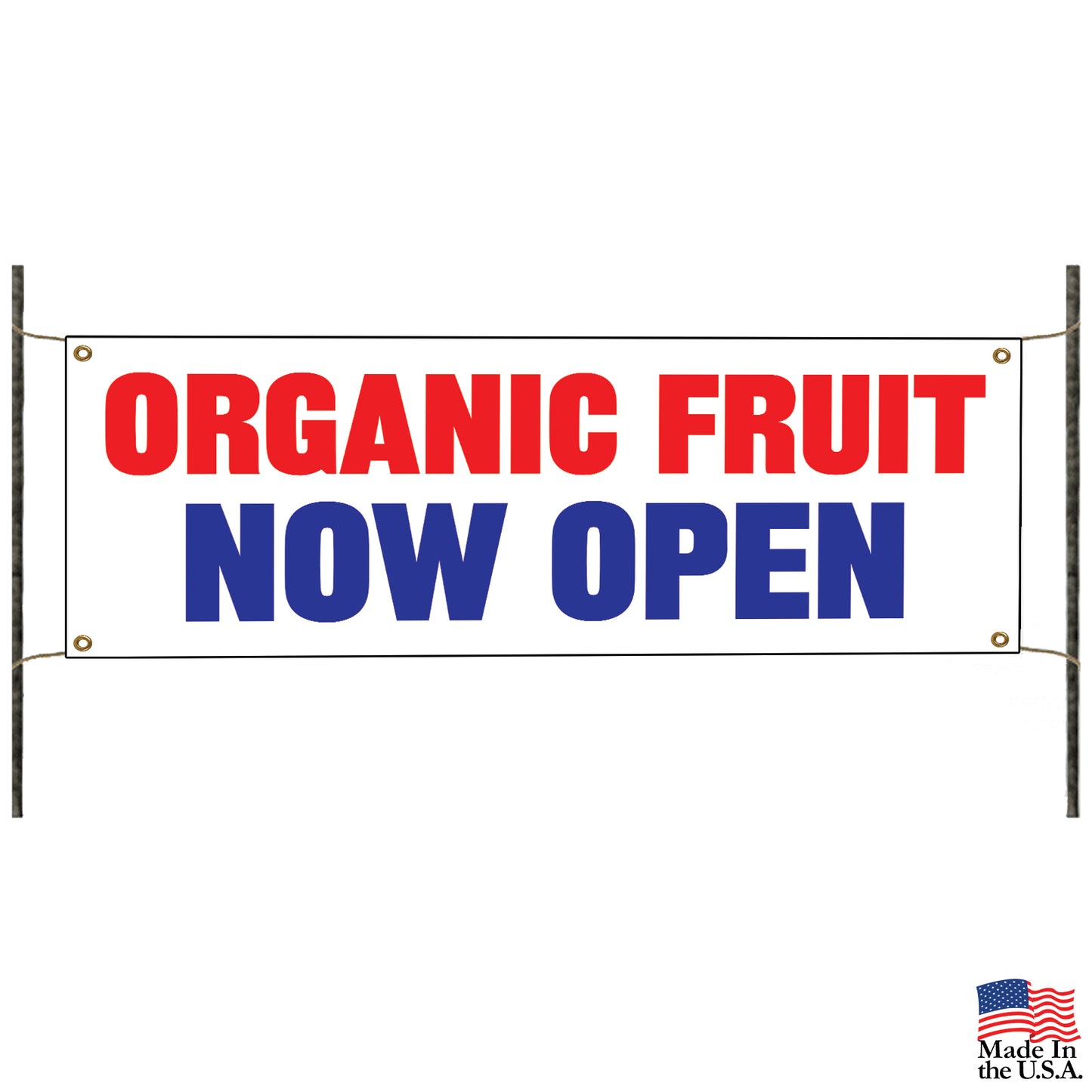 Organic fruit now open vinyl printed banner sign