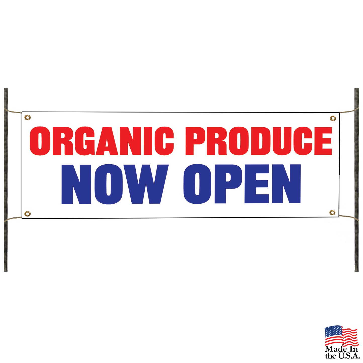 Organic produce now open vinyl printed banner sign