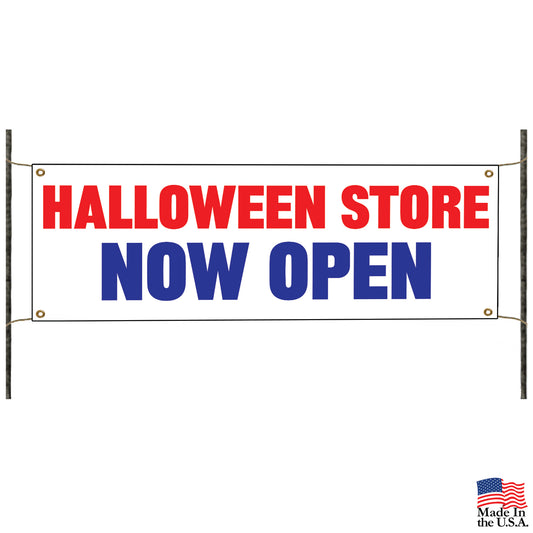 Halloween store now open vinyl printed banner sign