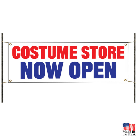 Costume store now open vinyl printed banner sign