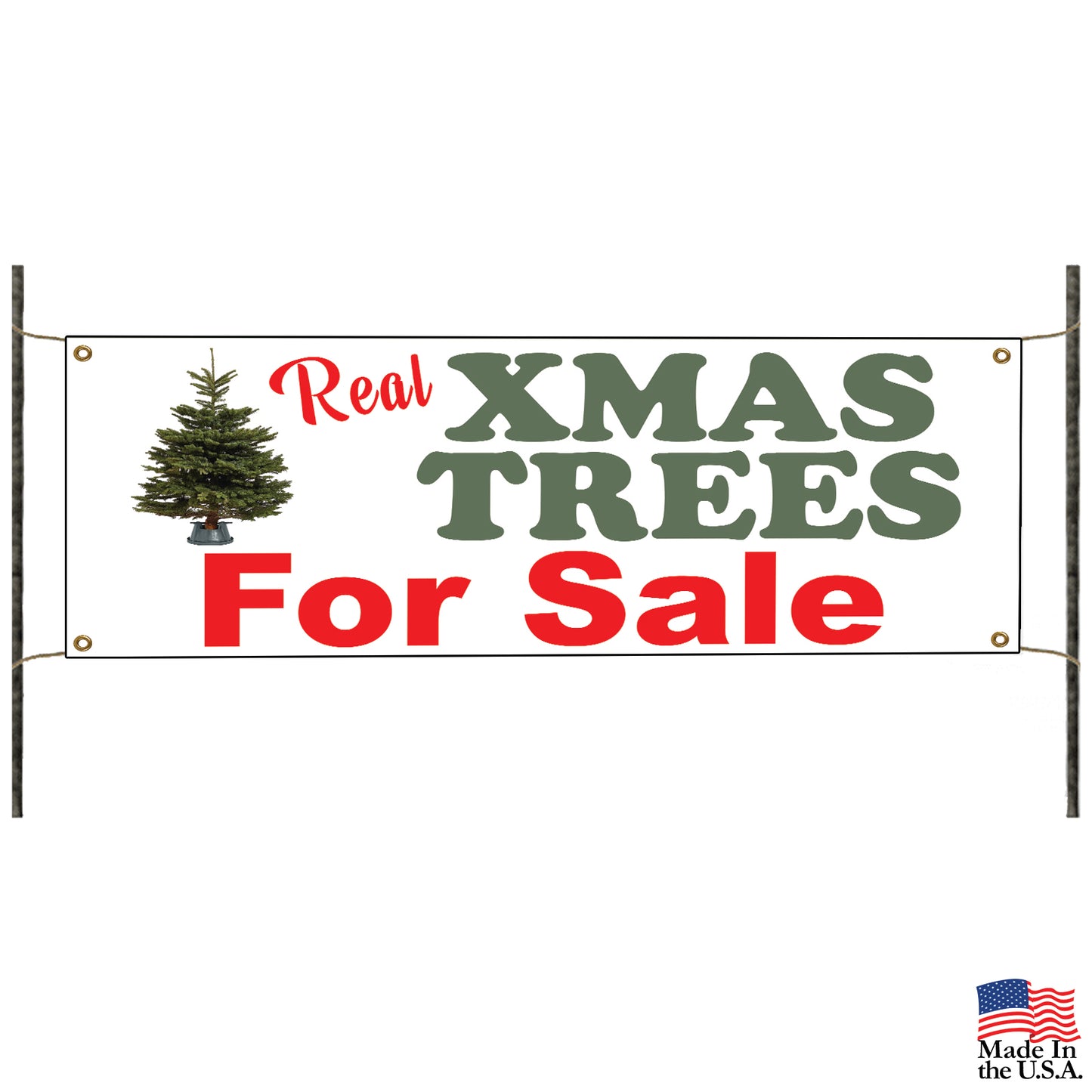 Real Xmas Trees for sale Christmas sale vinyl printed banner sign