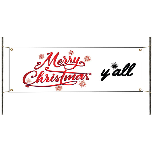 Merry Christmas y'all vinyl printed banner sign
