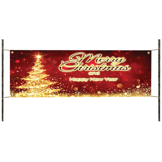 Merry Christmas and Happy new year vinyl printed banner sign