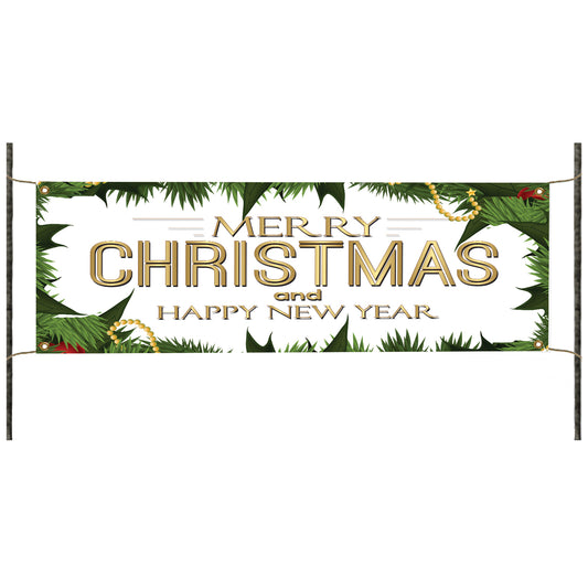 Merry Christmas and Happy new year vinyl printed banner sign