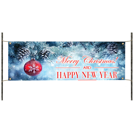 Merry Christmas & Happy new year vinyl printed banner sign