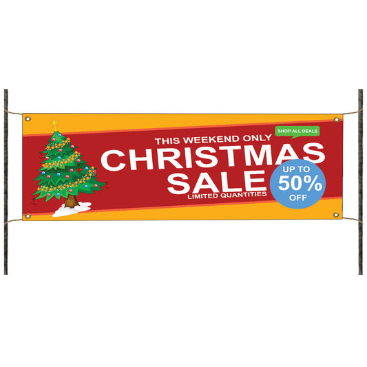This weekend only Christmas sale 50% vinyl printed banner sign
