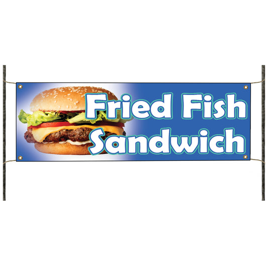 Fried fish sandwich vinyl banner sign
