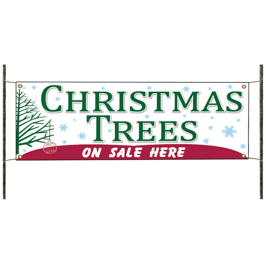 Christmas trees on sale here vinyl printed banner sign