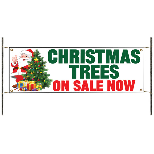 Christmas trees on sale now vinyl printed banner sign