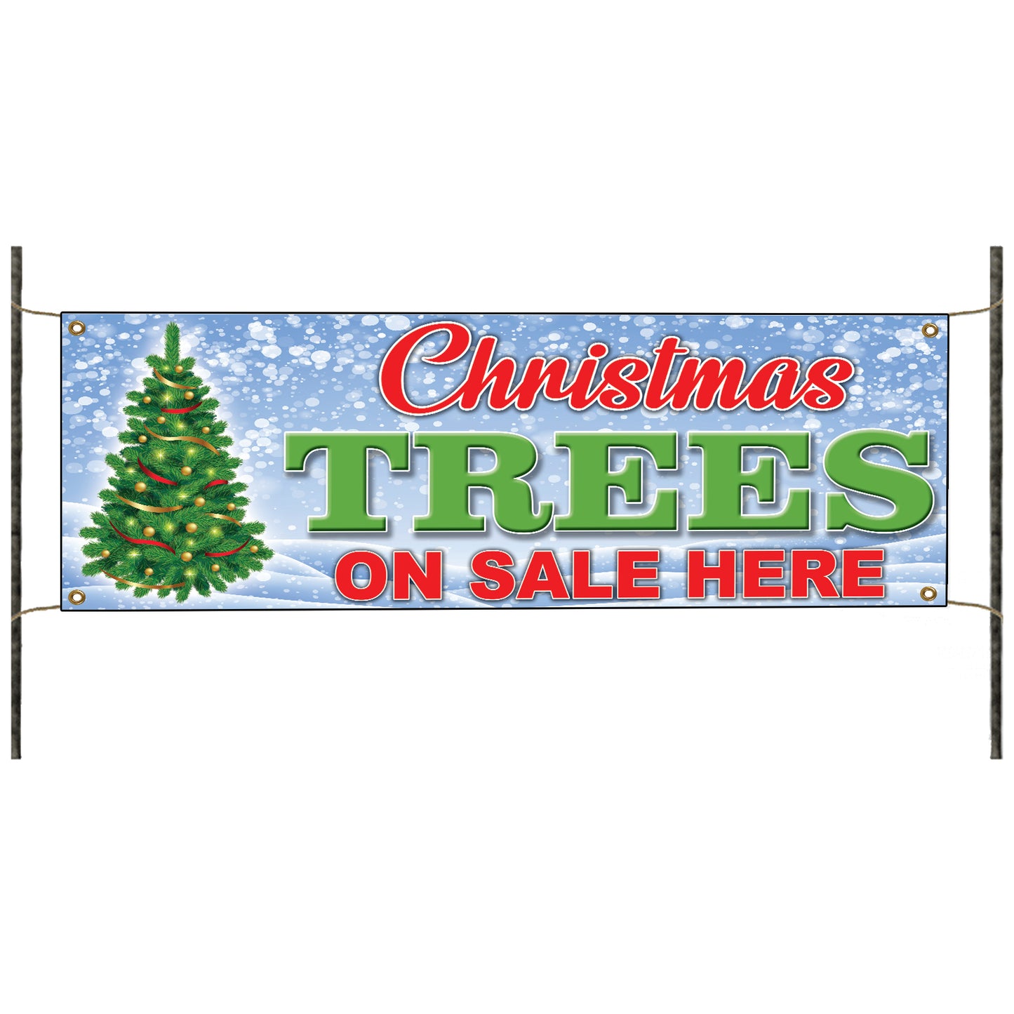 Christmas trees on sale here vinyl printed banner sign