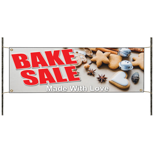 Bake sale made with love vinyl printed banner sign