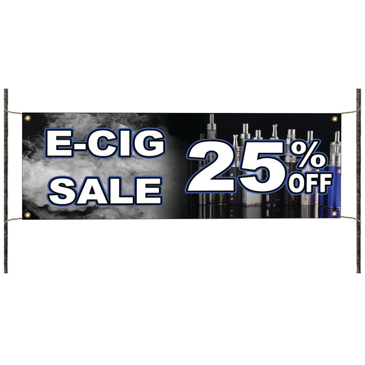 E-CIG sale 25% vinyl printed banner sign