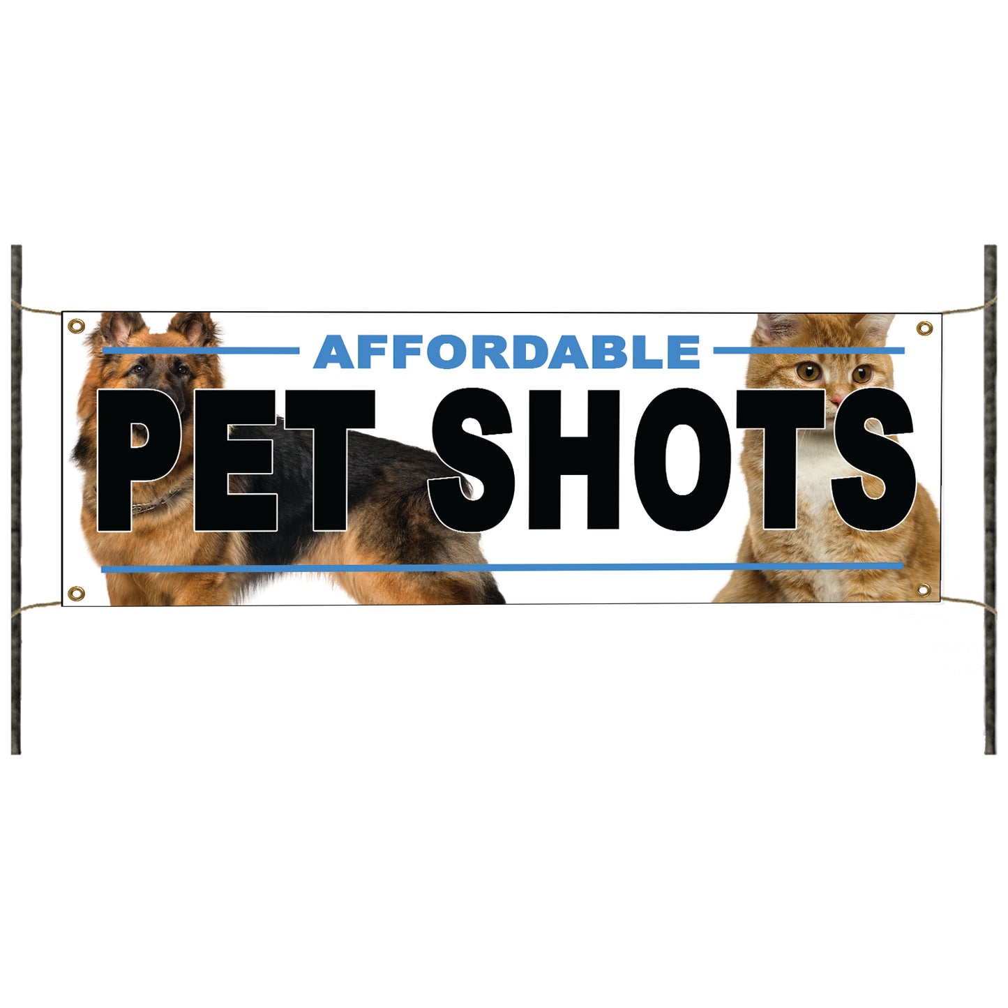 Affordable pet shots vinyl printed banner sign