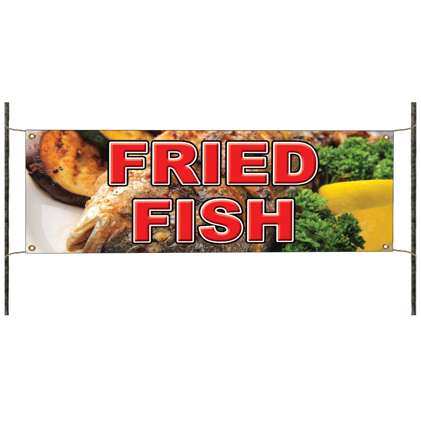 Fried fish vinyl printed banner sign