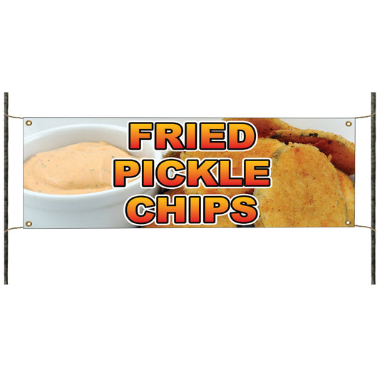 Fried pickle chips vinyl printed banner sign