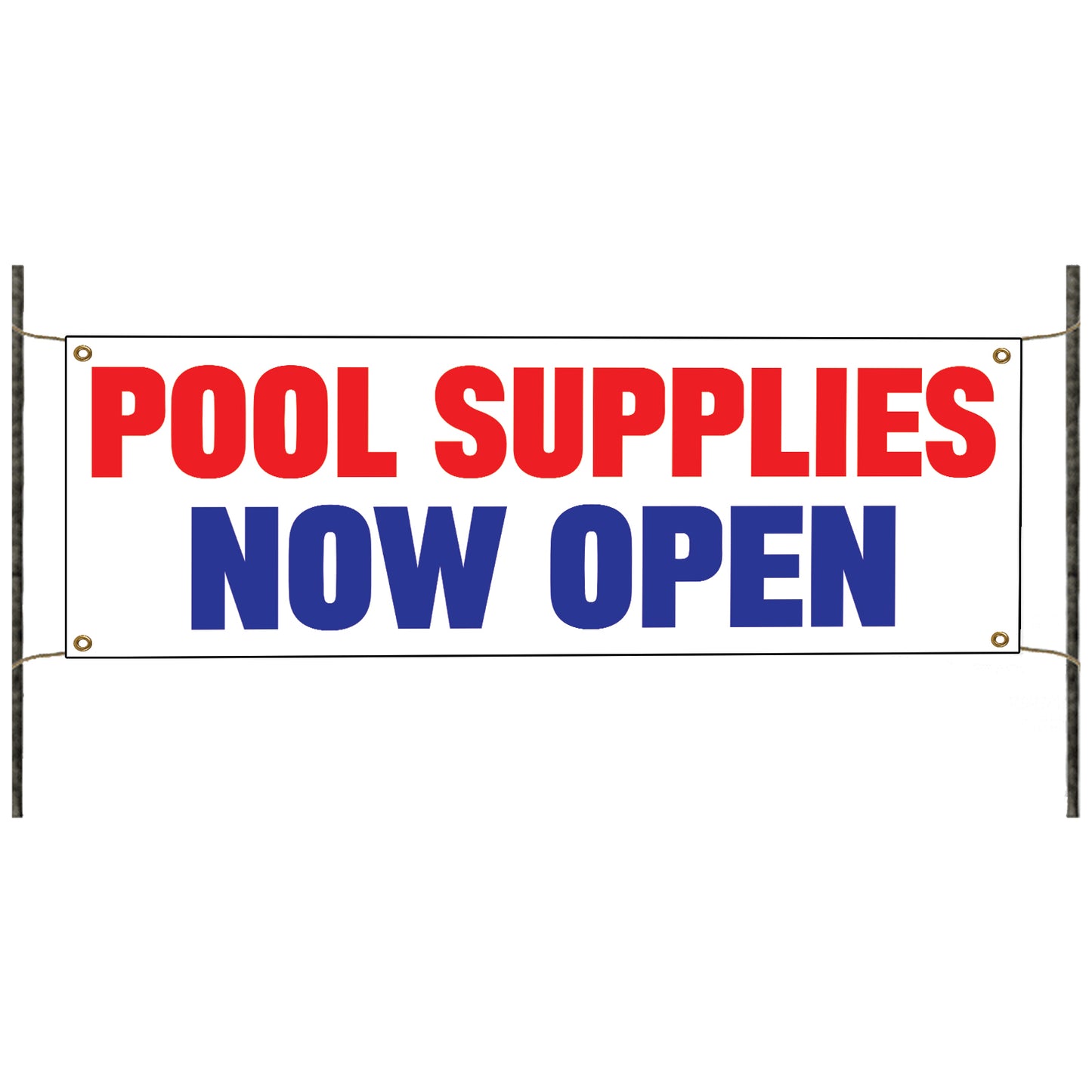 Pool supplies now open vinyl printed banner sign