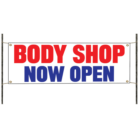 Body shop now open vinyl printed banner sign