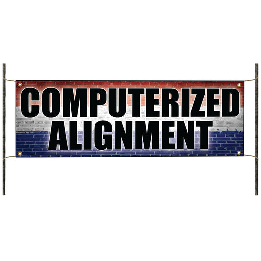 Computerized alignment vinyl printed banner sign