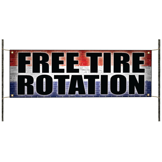 Free tire rotation vinyl printed banner sign