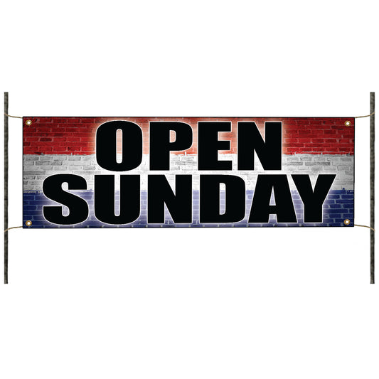 Open Sunday vinyl printed banner sign