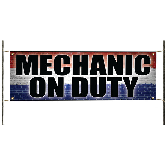 Mechanic on duty vinyl printed banner sign