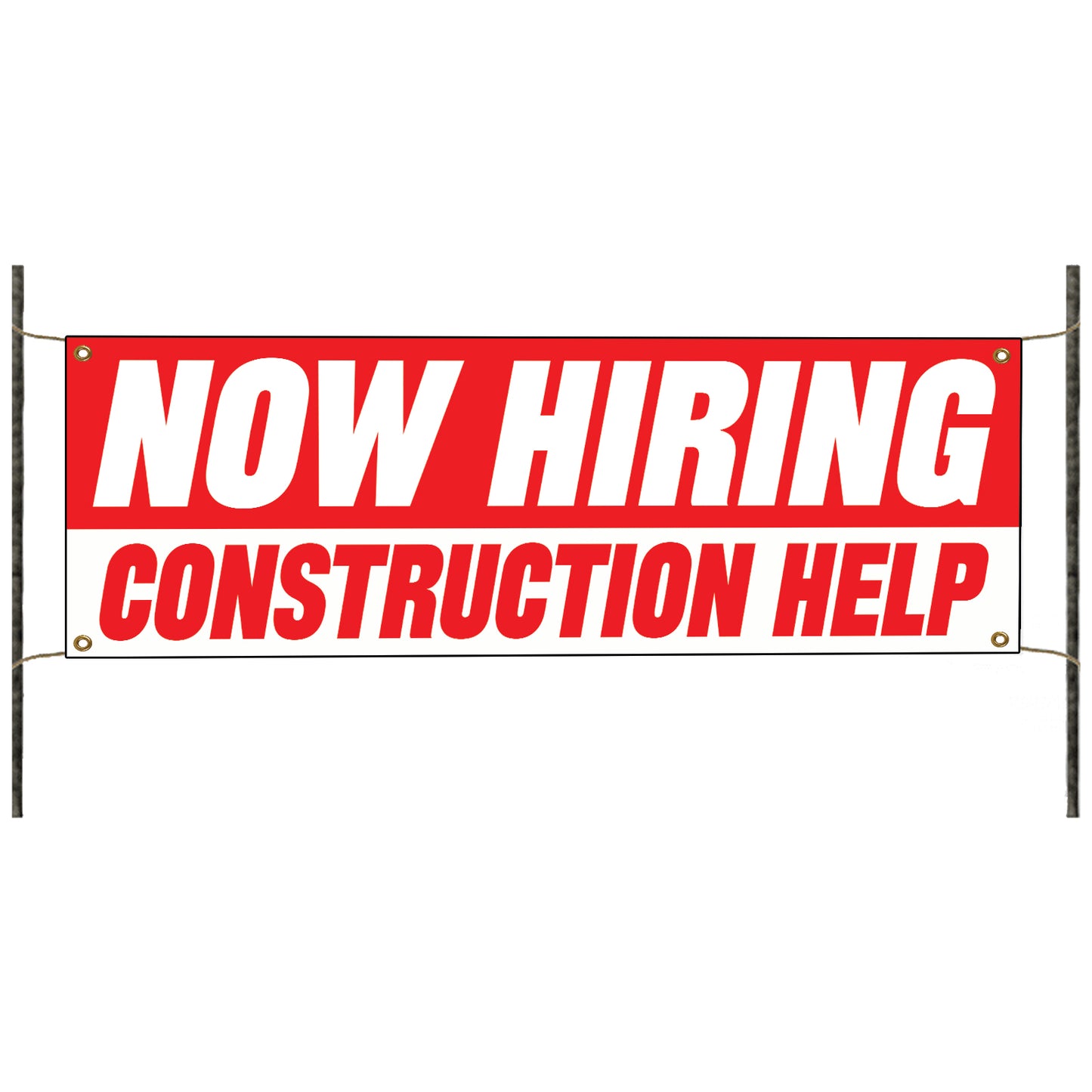 Now hiring construction help vinyl printed banner sign