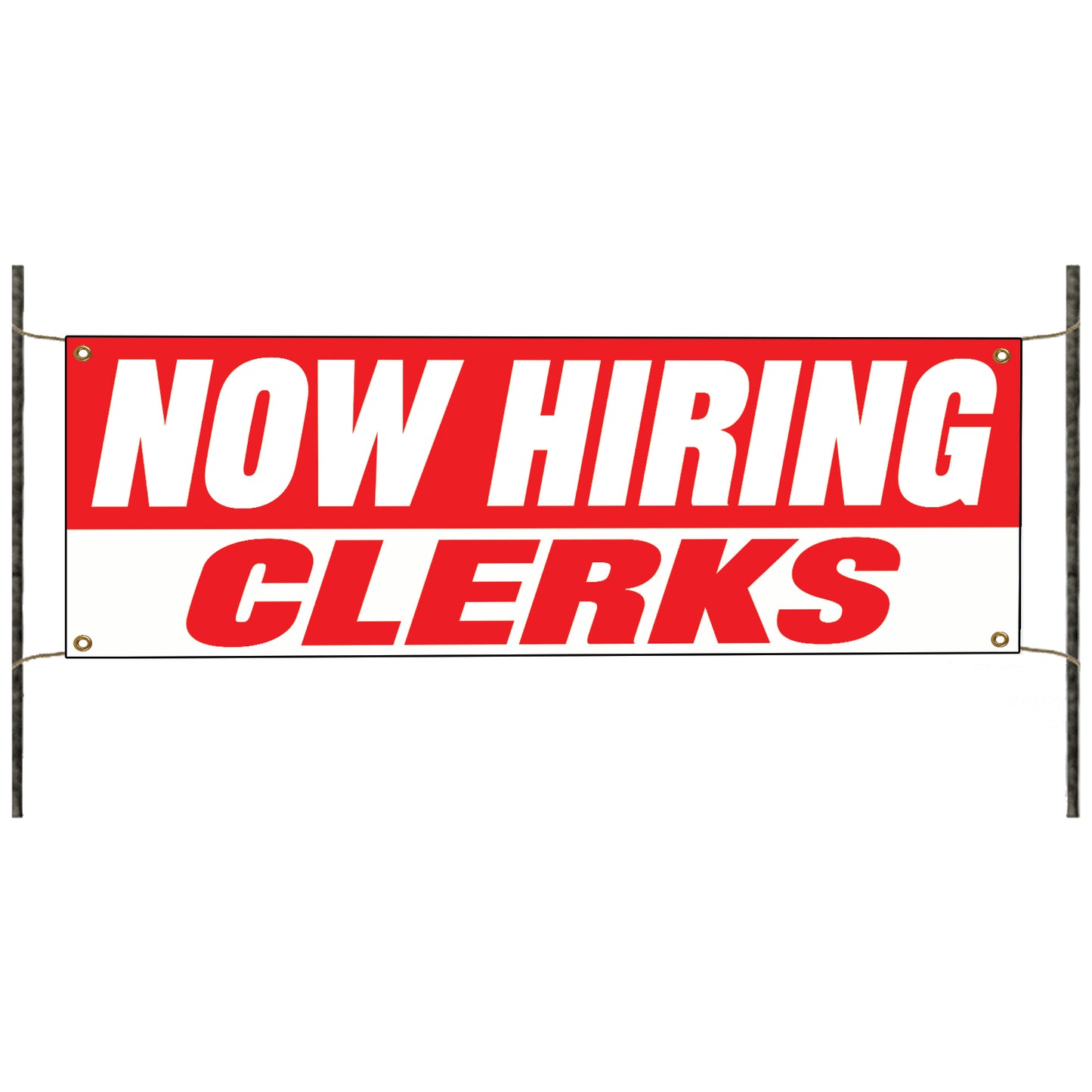 Now hiring clerks vinyl printed banner sign