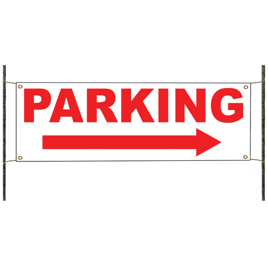 Parking right arrow vinyl printed banner sign