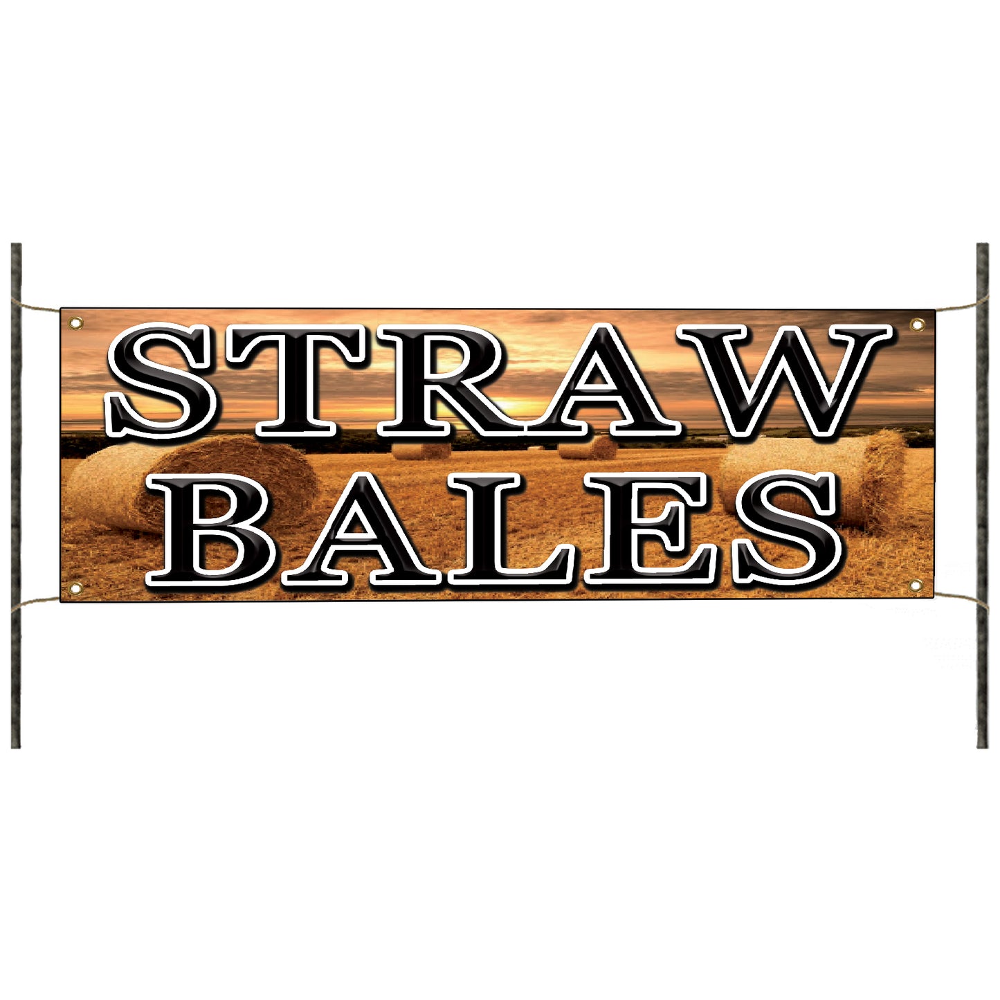 Straw bales vinyl printed banner sign