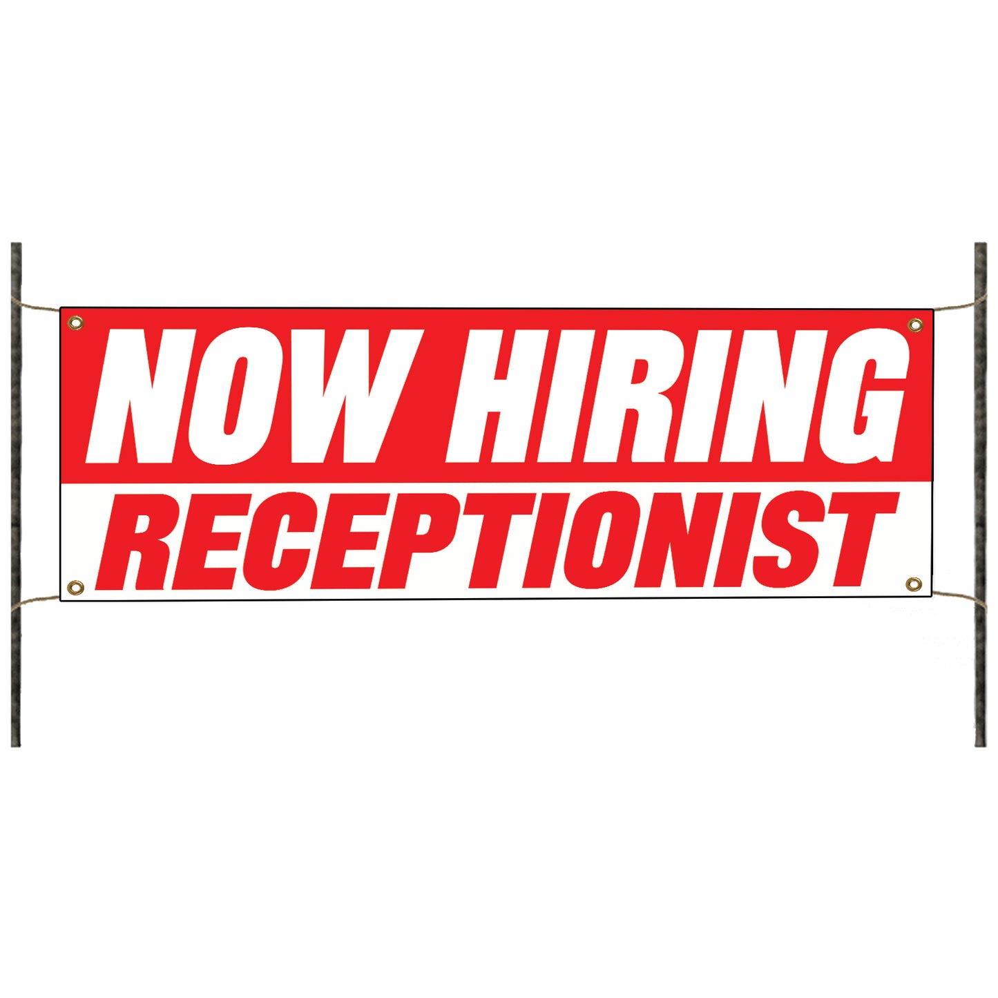 Now hiring receptionist vinyl printed banner sign