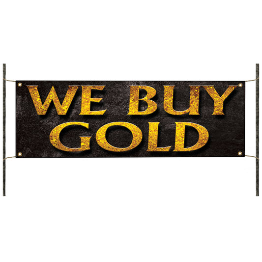 We buy gold vinyl printed banner sign