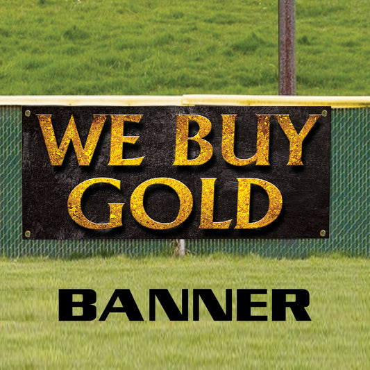 We buy gold vinyl printed banner sign