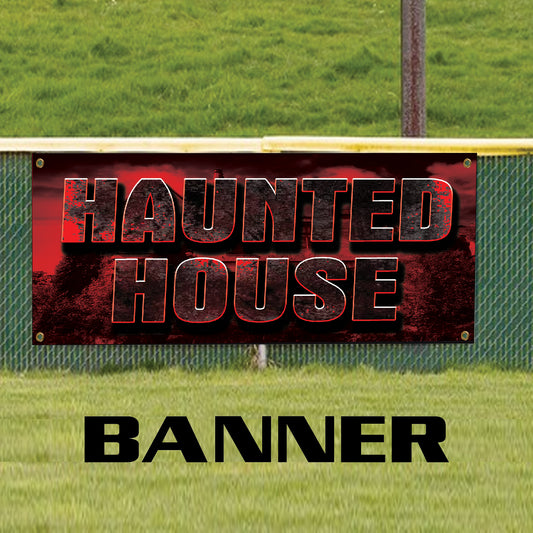 Haunted house vinyl printed banner sign