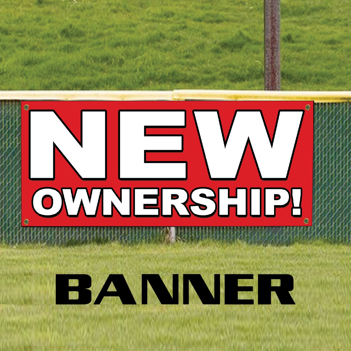 New ownership vinyl printed banner sign