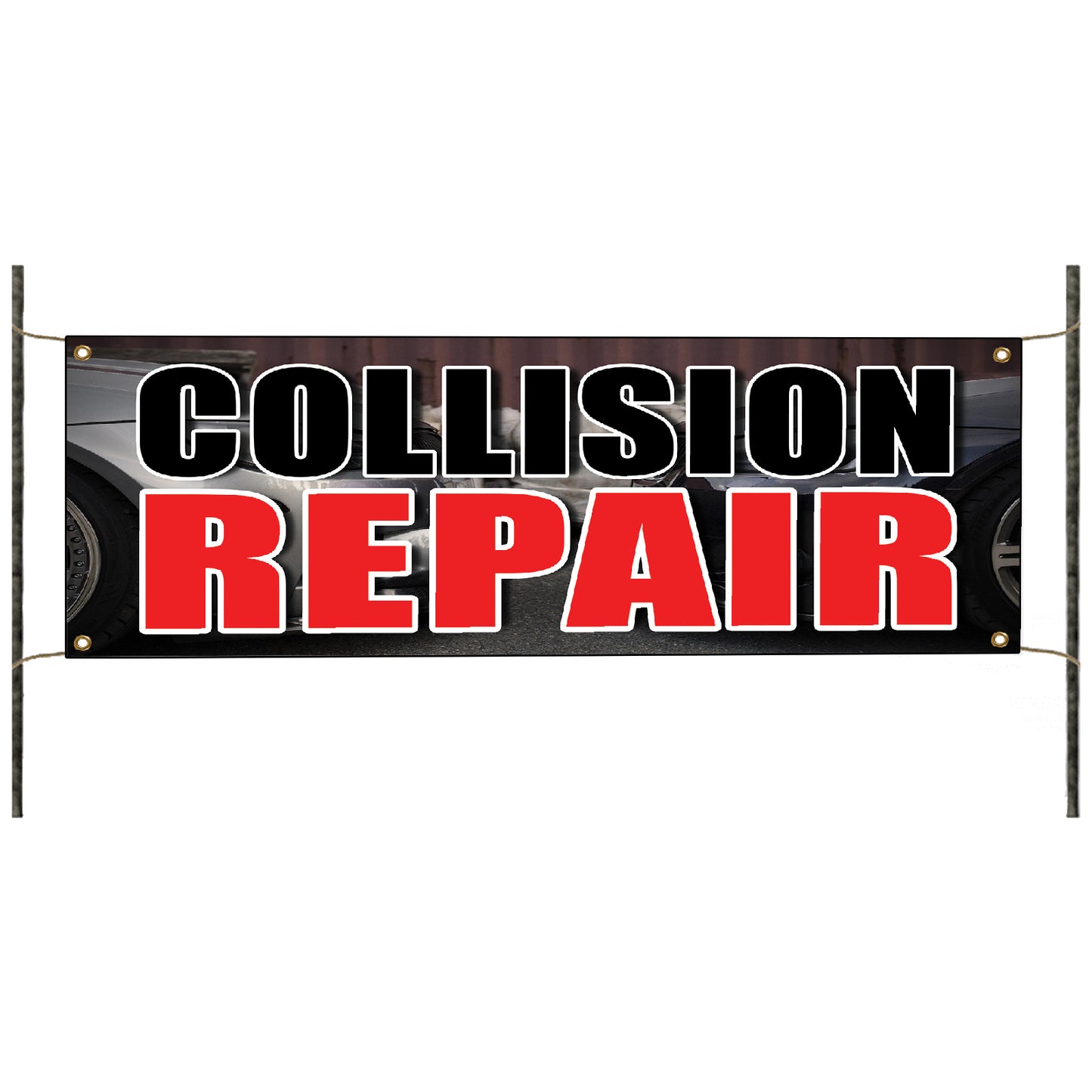 Collision repair vinyl printed banner sign